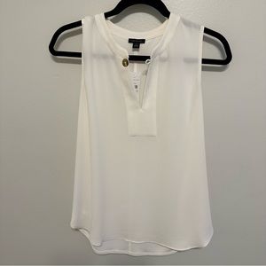 Ann Taylor White Button Neck Shell XS